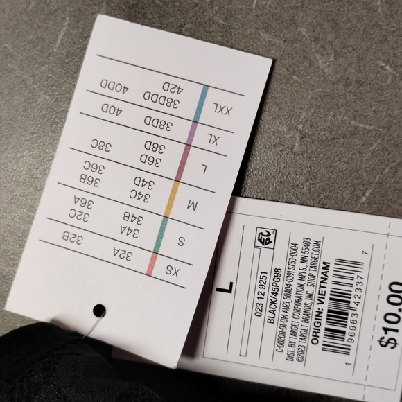 Auden Black Floral Lace Bra Size Large NWT - Picture 6 of 6